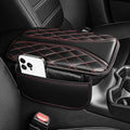 Car Center Console Cover Fit for Jeep Renegade - Leather Armrest Covers with 2 Storage Pockets(Black&Red)