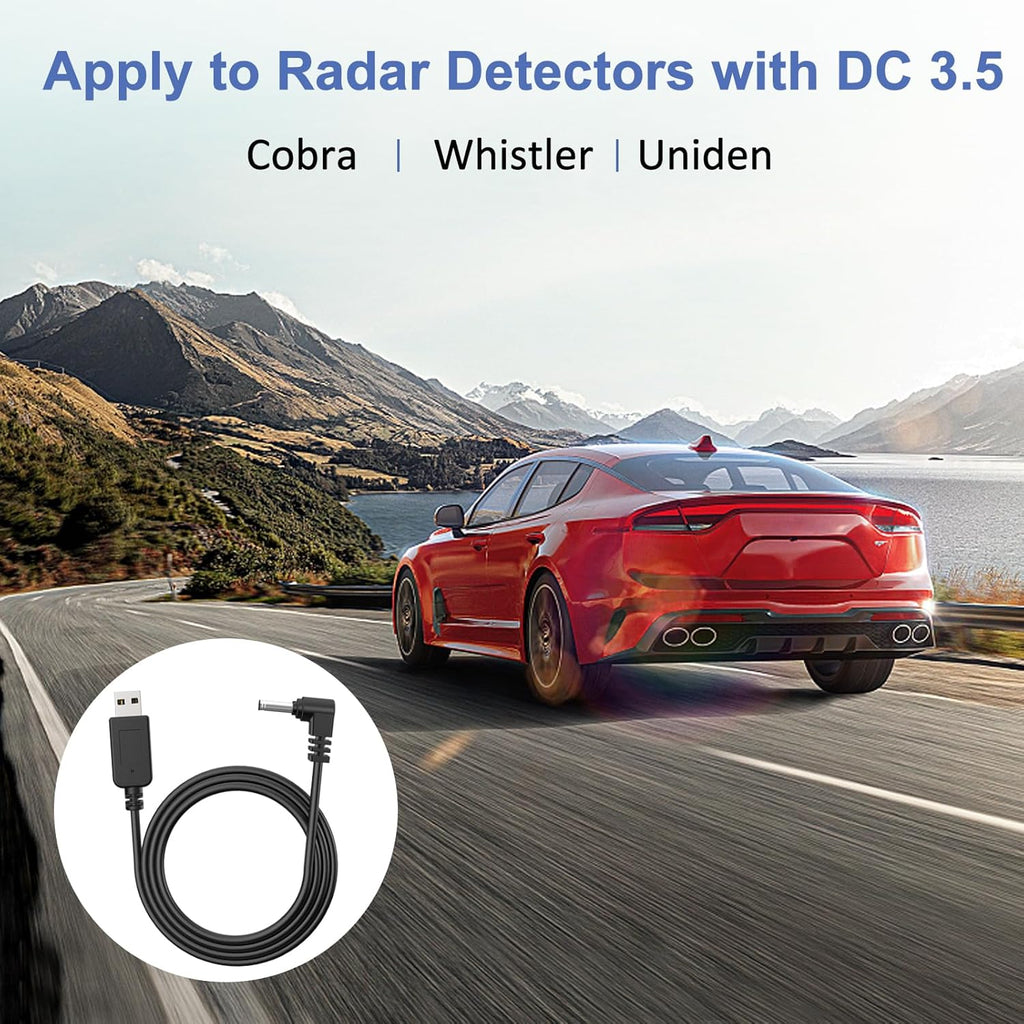 Radar Detector Power Cable, USB to RJ11 DC3.5 Cable,Replacement Radar Detectors Power Cable,for Escort Unide Radenso XP Beltronics Cob'r'a Whistler Radar Detector (DC3.5-9.84FT)