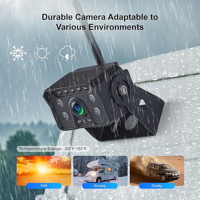 Wireless RV Backup Camera - 7'' IPS Touch Screen, 1080P HD Rear View Camera System with BSD Alert, DVR 4 Channels, IR Night Vision, Compatible with Pre-Wired RVs, Trailer, Camper, 5th Wheel