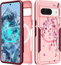for Google Pixel 8A Case 6.1 Inch - Compatible with MagSafe Women Girls Cute Magnetic Protective Cover Girly Kawaii Flower Blossom Heavy Duty Shockproof Design for Google Pixel 8A Phone Cases