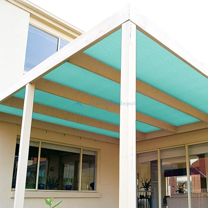 TANG Sun Shade Fabric Roll 8'x12' Shade Cloth for Garden Turquoise Green HDPE Mesh Shading Pergola Cover Replacement Canopy, 95% Blockage Sunshades for Outdoor Patio Backyard Plant