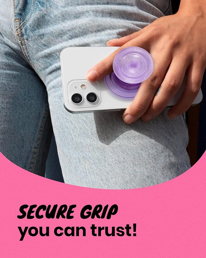 On The Grip Compatible with Magsafe Ultra-Thin Collapsible Phone Grip – Sleek Magnetic Phone Holder for iPhone & Android, 360 Rotation, Wireless Charger Compatible, Durable & Portable (Violet)