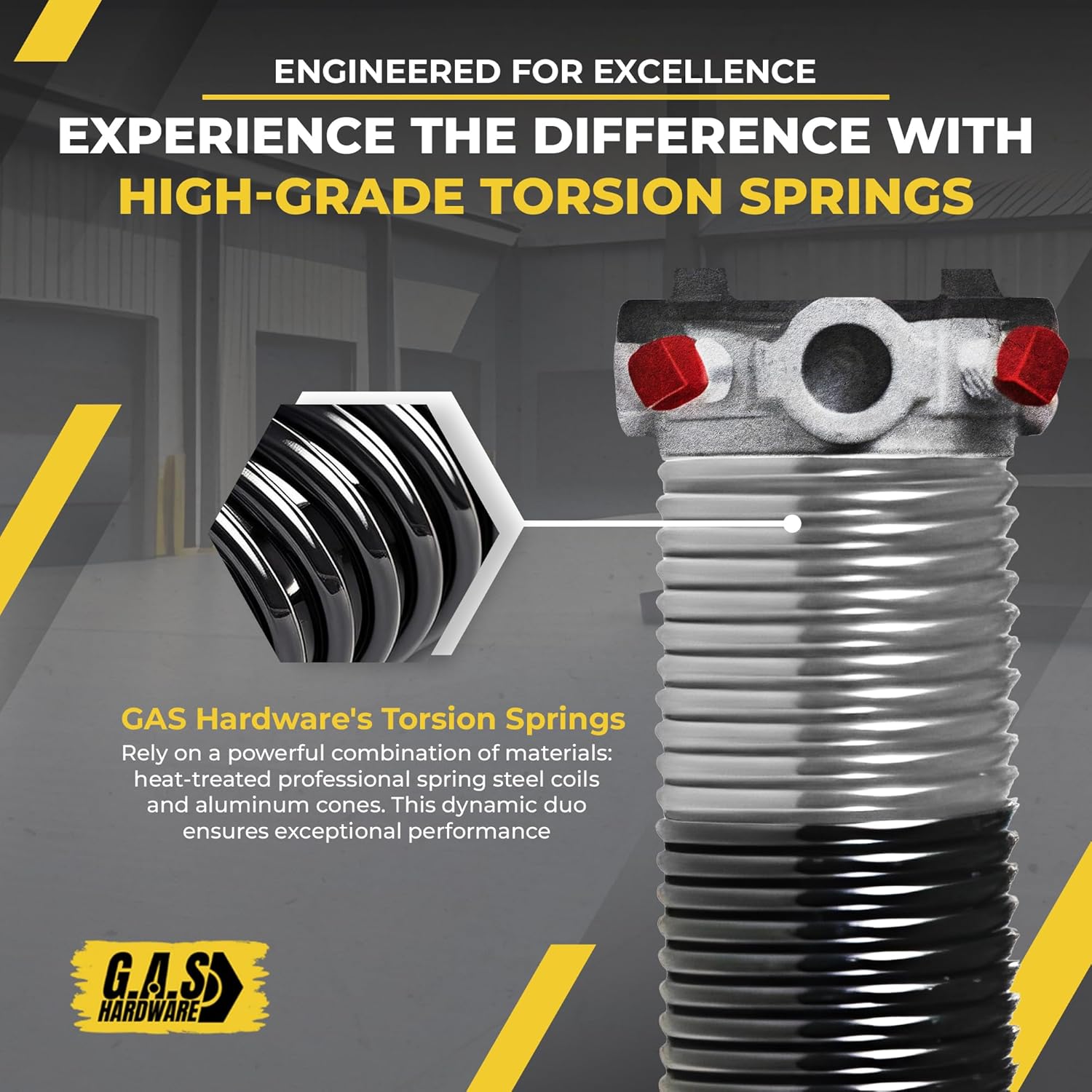 Garage Door Torsion Spring 218x2x28 Torsion Springs for Left Side of Garage Door with 1" Steel Bearing, Gloves, and Winding Bars Precision E-Coating 5-Year Warranty Minimum 30,000 Cycles (Red Cone)