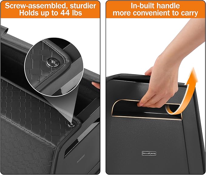 Trunk Organizer for suv,car storage organizer,lid Box,PU Leather & PP Honeycomb Board,Fixed with screws extremely sturdy,Collapsible and Adjustable,25.6''L x 13''W x 12.4''H,4K inches³(size C)
