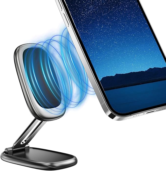 Magnetic Car Phone Holder, N55 Strong Magnets, 360° Rotation Dashboard Magnetic Phone Holder for Car, Folding Car Magnet Phone Mount for iPhone 16 15 14 13 Pro Max (Square-1)