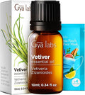 100% Pure Vetiver Essential Oil - 0.34 Fl Oz - Vetiver Oil for Hair, Skin, Diffuser, Aromatherapy & DIY Candle Making Scent