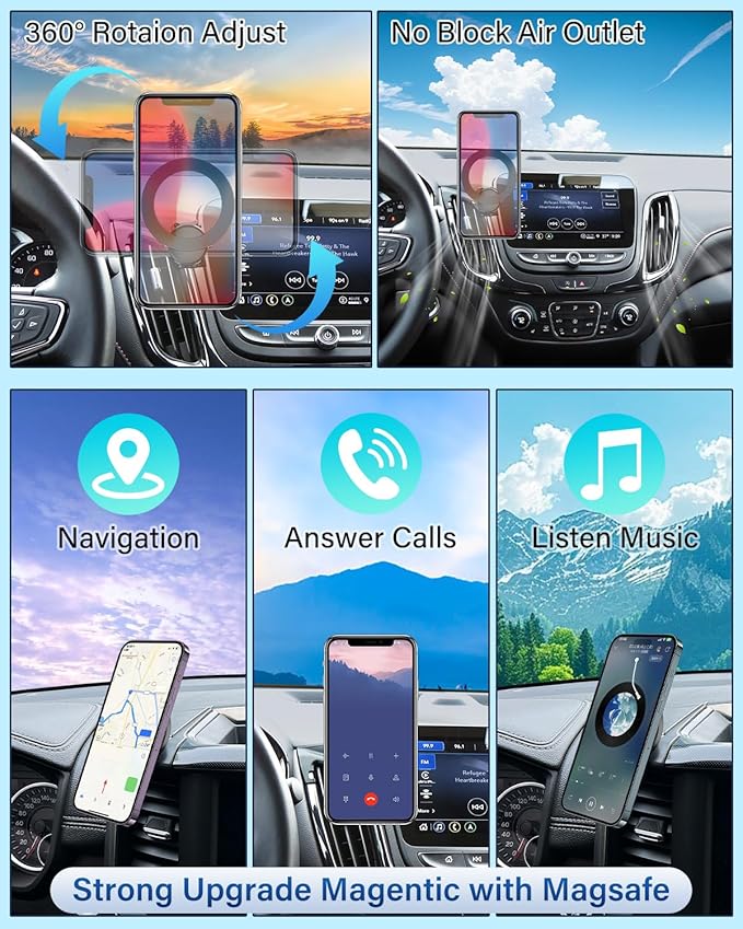 PZK Car Phone Mount for L-EXUS RX 350/ RX 450h 2010 2011 2012 2013 2014 2015 Accessories Custom Air Vent Compatible with Magsafe Car Phone Holder 360° Rotation Cell Phone Automobile Cradles