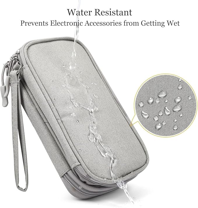 Electronic Organizer Bag, Waterproof Portable Electronic Organizer Travel Accessories Cable Bag Universal Cord Storage Case for CableCord Storage Double Layer - Gray, Large