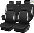 CAR PASS Oxford Bling Diamond Car Seat Covers Full Set Interior Sets, Waterproof Shining Glitter Sparkly Crystal Universal Armrest Fit 95% Automotive Truck SUV Cute Women Girl, Black Silver Rhinestone