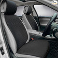 Linen Car Seat Covers Front Seat Covers Breathable Cloth Fabric Car Seat Protector - Universal Fit for Cars, Vans, SUVs, Trucks - 2 Units - Black