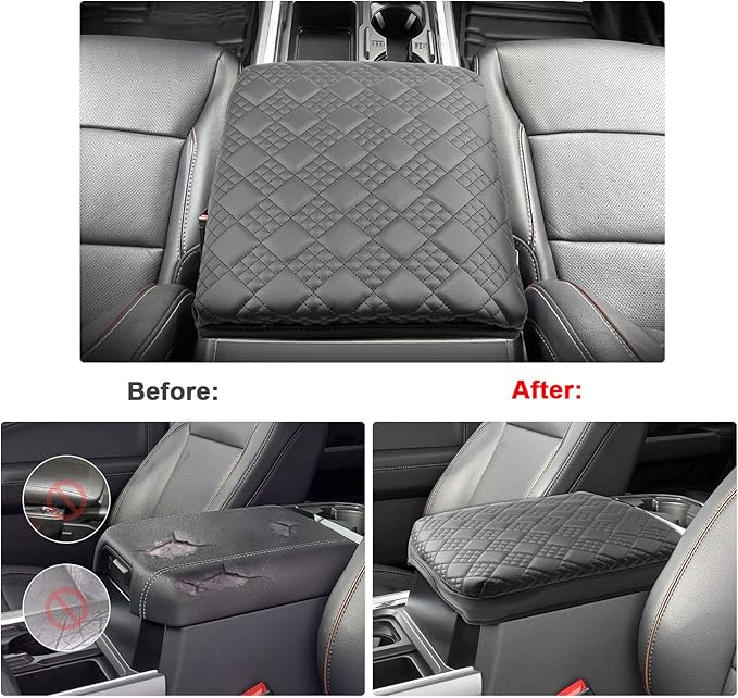 SXCY for 2023 2024 2025 Ford F250 Super Duty Armrest Cover Pad for 2025 Ford F250 Accessories 2025 F250 Center Console Cover 2025 F250 Middle Console Cover w/Soft Cotton Cushion (Added-Pad)