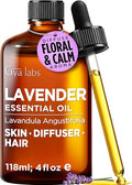 100% Pure Lavender Essential Oil - 4 Fl Oz - Lavender Oil for Hair, Skin, Diffuser, Aromatherapy & DIY Candle Making Scent