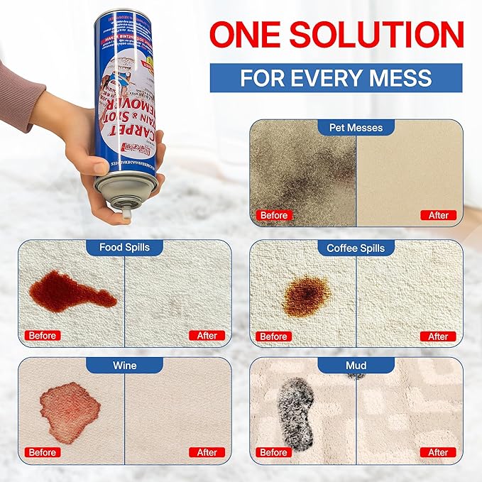 Carpet Spot Remover, Stain and Red Wine Remover and Spot Treatment for Oil, Grease, Urine, Cleaning Performance for Rugs, Upholstery, Fabrics. 18 Fl oz Pack of 1 (108 Fl Oz (Pack of 6))