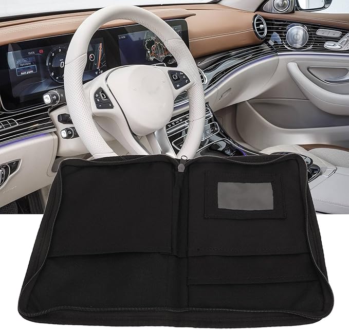 Car Document Holder, Car Glove Compartment Organizer 6 Pockets Multifunctional Zipped Design Portable Car Document Holder Universal for Car