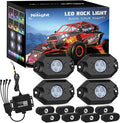 Nilight RGB LED Rock Lights Kit 4 PCS Underglow Multicolor Neon Light Pod with Magnetic Base Bluetooth App Control Flashing Music Mode IP68 Wheel Well Light for Truck ATV UTV RZR SUV