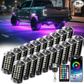 20 Pods Full Angle RGBW LED Rock Lights for Truck Jeeps RV Pickup Offroad UTV SUV Van, Upgraded RGB Waterproof Multicolor Neon Underglow Kit with APP/RF Remote Vehicle Underbody Light Underneath 12V