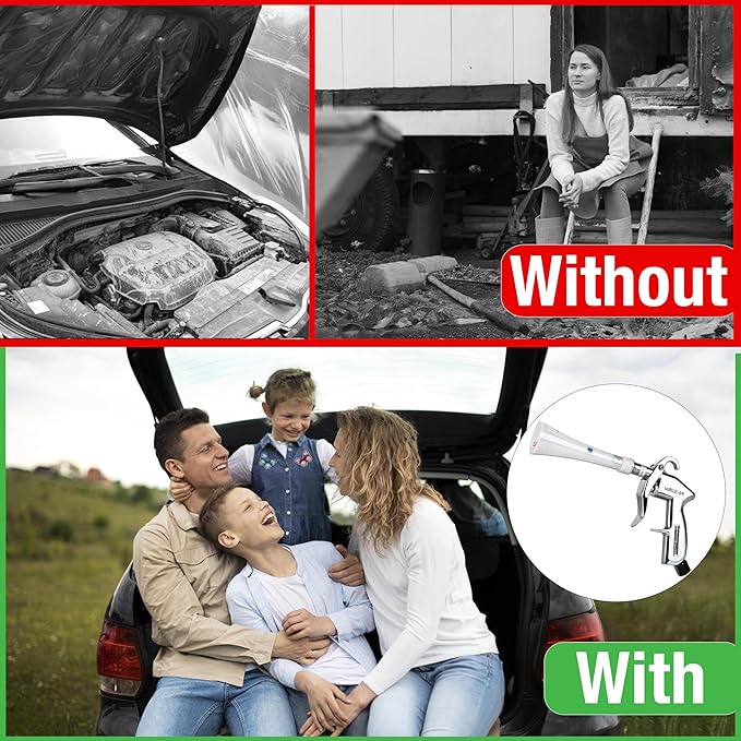 Premium Tornado Air Blow Gun with Nozzle Car Interior cleaning Quickly Blasts Dirt and Dust Dryer Vent Cleaner Wash Kit Hose Car Detailing Supplies Turbo Tool Works with Air Compressor P 6-9.2 Bar