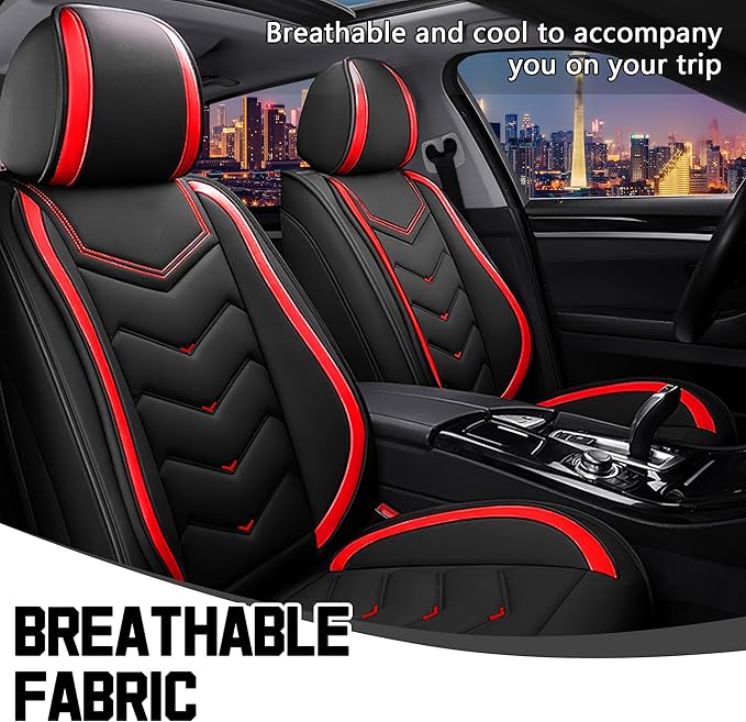 CTDS Car Seat Covers for Mazda CX-5 CX-3 CX-7 CX-9 CX-50 CX-30 CX-70 CX-90 2007-2026, Stylish Sport Seat Cover, Premium Nappa Leather Car Seat Cover.(Standard 2 Seats/Black Red)