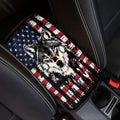 Wolf American Flag Print Center Console Armrest Cover for Car,Armrest Cushion Cover Pad, Auto Interior Accessories Universal Fit