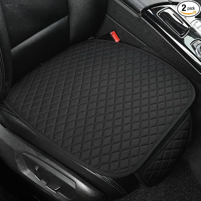 West Llama Linen Car Seat Covers,Bottom Seat Covers for Cars Include 2 Piece Front Driver Seat Pad Mat Universal Fits 90% Vehicles,SUVs,Cars,Sedans(2Piece-Black)