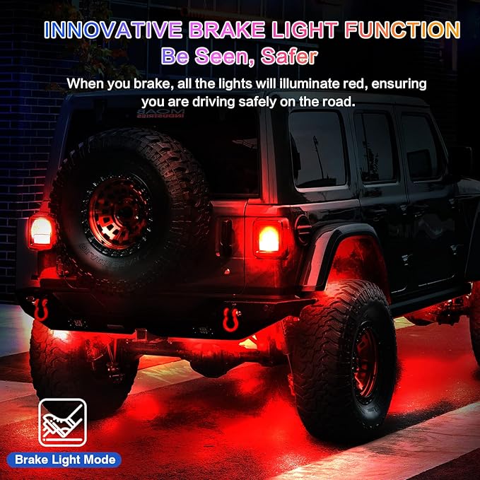 10Pods RGB LED Rock Lights Kit with APP/RF Remote Control, Segmented LED Underglow Lights Multi Zone Neon Exterior Light Multicolor 12v Waterproof for Truck Jeep UTV ATV Golf Cart Offroad SXS
