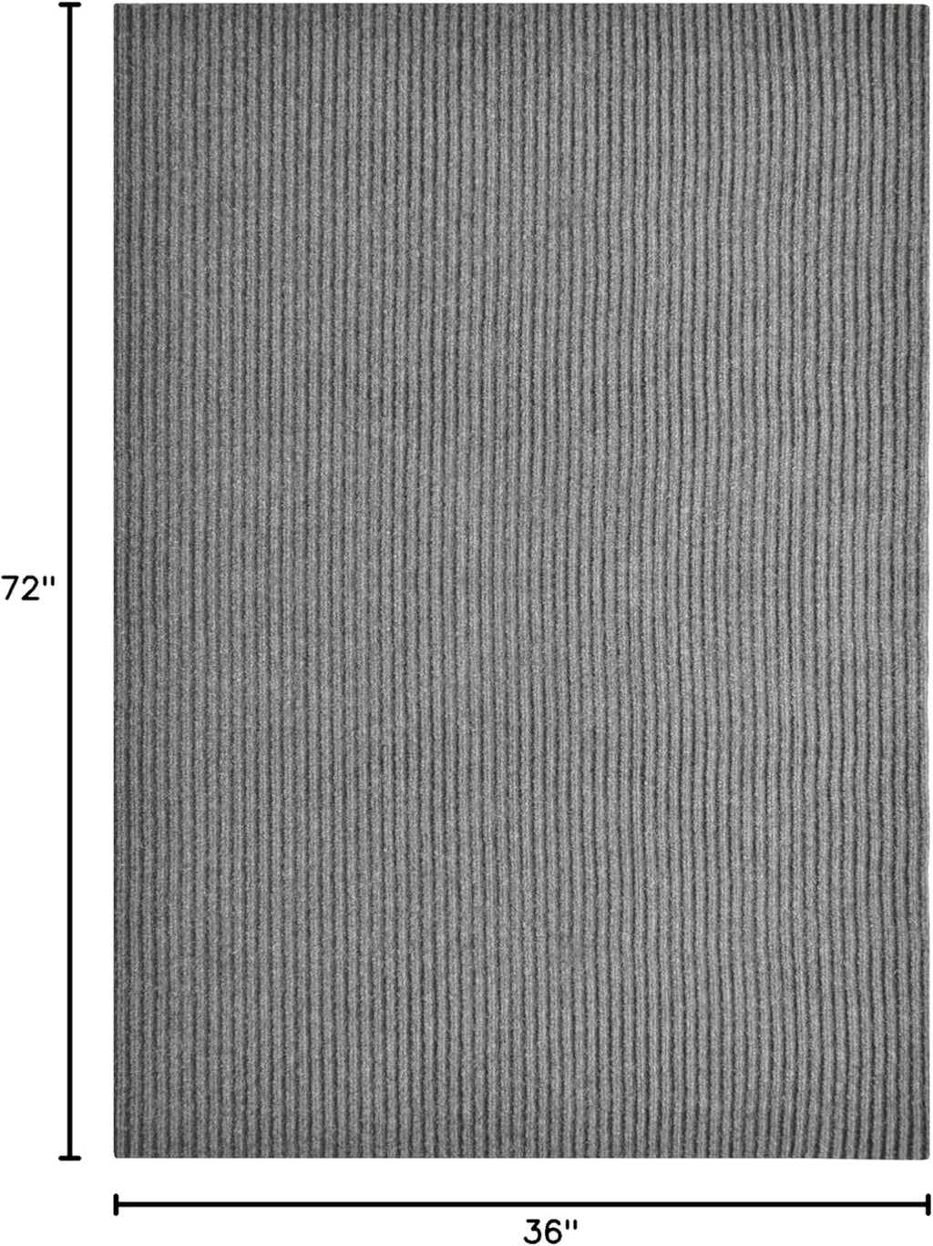 iCustomRug Spartan Weather Warrior Indoor/Outdoor Utility Ribbed Carpet Runner with Non-Slip Thermoplastic Rubber Backing, 3ft X 6ft in Grey