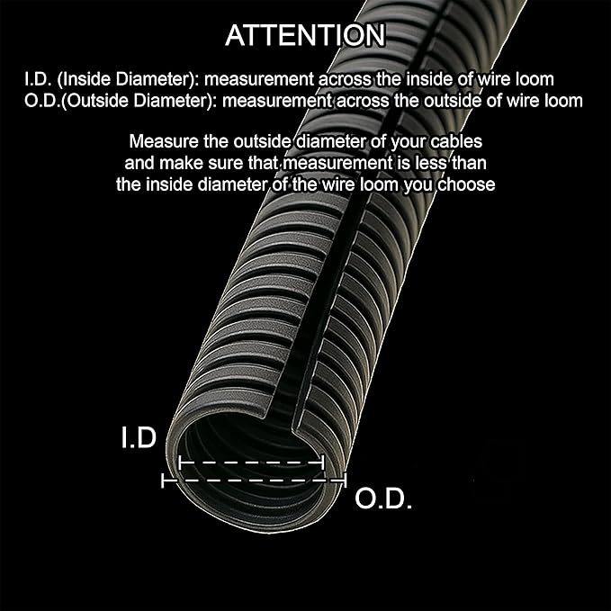Electriduct Split Wire Loom Tubing Polyethylene Corrugated Flexible Conduit - 1" Nominal Size - 20 Feet - Gray