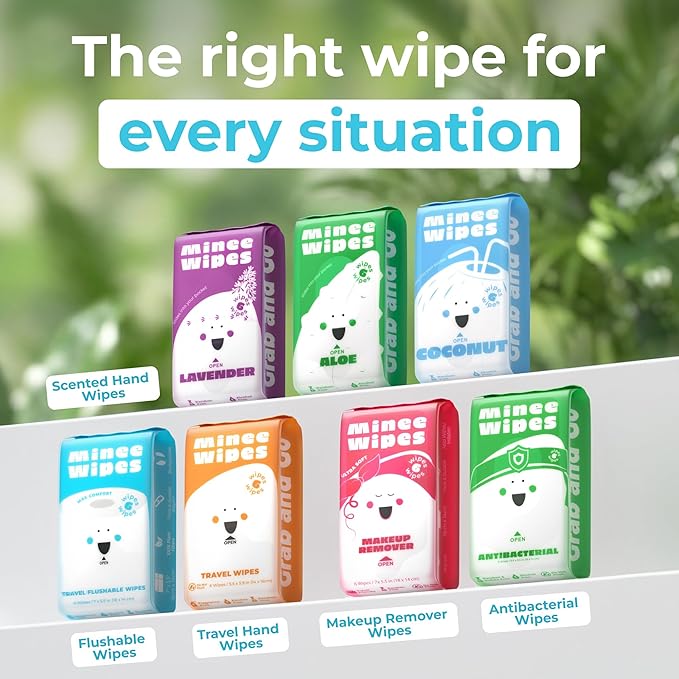 Impossibly Compact Travel Flushable Wipes - 99.5% Water and Aloe - Safe for Sensitive Skin - Travel Essentials for Adults, Kids & Babycare, Rose, 8 Pack 48 Wipes