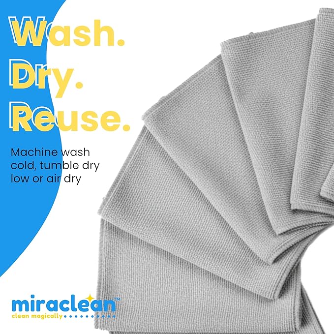 Microfiber Cleaning Cloth Grey 12 Pack Premium Microfiber Towels for Cars, Lint Free, Scratch-Free, Highly Absorbent, Reusable Cleaning Rags for Car, 320 GSM Household, Kitchen, Window, 12" x 12"