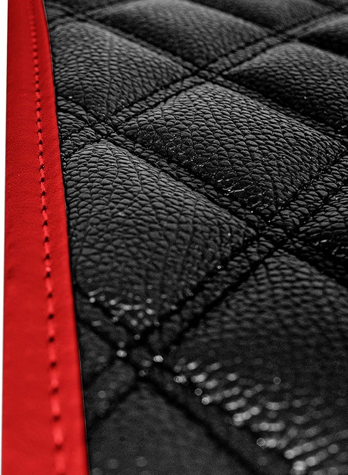 FH Group Floor Mats - Faux Leather Floor Mats for Cars, Universal Fit Automotive Floor Mats, All Purpose Car Floor Mats, PU Leather Protector Mat for Most Sedan, SUV, Truck Floor Mats Red