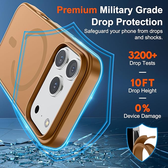 SUPFINE Magnetic for iPhone 17 Pro Case (Compatible with MagSafe)(Military Grade Drop Protection) Translucent Matte Shockproof with Anti-Fingerprint Phone Cover,Brown