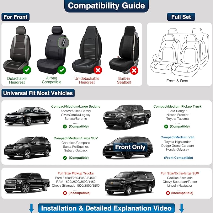 OASIS AUTO Car Seat Covers Full Set Premium Waterproof Faux Leather Cushion Universal Accessories Fit SUV Truck Sedan Automotive Vehicle Auto Interior Protector (OS-001 Brown)