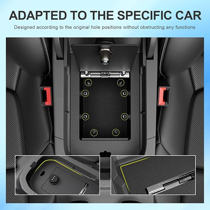 SZYANG Center Console Safe Organizer Compatible with 2019-2025 Toyota RAV4 Lock Box Console Safe Vault Replacement for 2019-2025 Toyota RAV4 Accessories