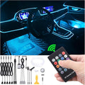 Car Atmosphere Light Kit 6m Fiber Optic Multicolor Sound Active Music Sync Memory Function RF Remote Controller Control 64 Colors USB Car Interior Footwell Ambient Lighting Kit