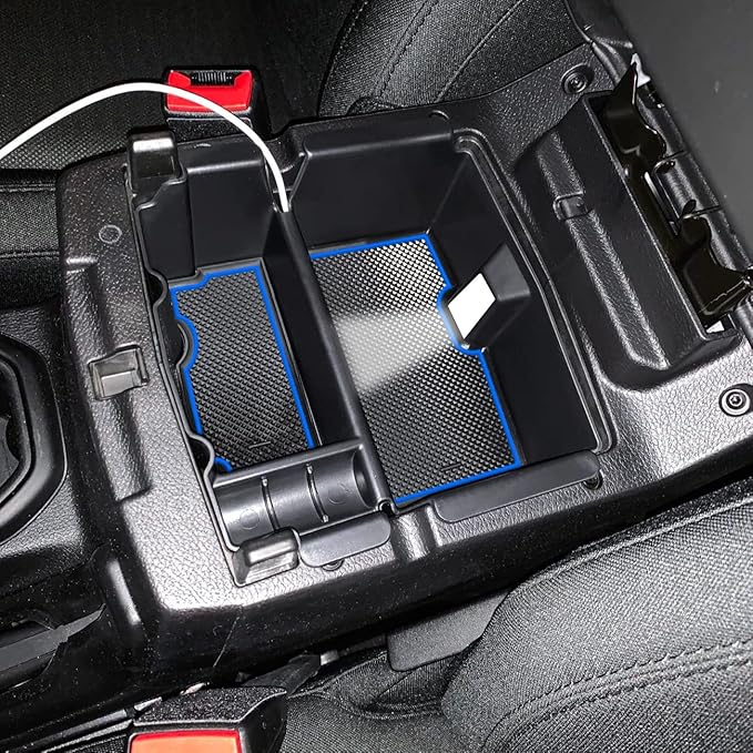 TACOBRO Center Console Organizer Compatible with Jeep Wrangler JL & JLU 2018 2019-2024 2025 2026 Accessories, Gladiator JT Truck 2020 2021 2022 2023-2026 Insert Tray Armrest Storage Box, Blue