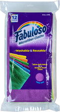Fabuloso Microfiber Cleaning Cloths for Home & Car, Lint-Free Scratch-Free Rags for Glass, Kitchen & Wood, Reusable Machine Washable, Absorbent for Dusting & Wiping, Rainbow, 13 x 13 in, 12 Count