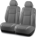 Road Comforts Front Leather Mesh Car Seat Cover - Breathable & Stylish, Airbag Compatible, Universal Fit for Cars, SUVs, Trucks, and Vans - Gray Color