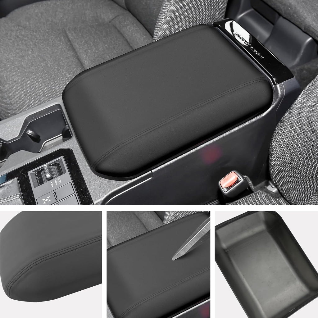 SXCY for 2024 2025 Land Cruiser Armrest Cover for Toyota Land Cruiser 2025 Accessories 2024 2025 Land Cruiser Center Console Cover 2025 Land Cruiser Middle Console Cover (Black Leatherette ABS)