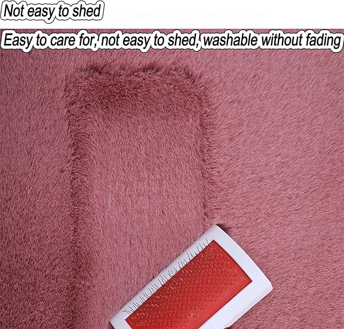Plush Car Seat Cushion, Soft Warm Fuzzy Faux Rabbit Fur Fluffy Plush Auto Seat Cover Vehicle Car Front and Back Seat Protector Pad with Non-Slip Backing Cushion Interior Universal Fit (Pink1,3PCS)