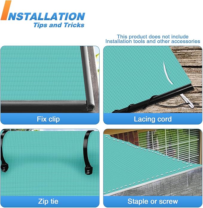 TANG Sun Shade Fabric Roll 8'x57' Shade Cloth for Garden Turquoise Green HDPE Mesh Shading Pergola Cover Replacement Canopy, 95% Blockage Sunshades for Outdoor Patio Backyard Plant