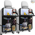TCJJ Car Seat Organiser, Car Organiser Back Seat for kids, Car Backseat Seat Kick Protector with Tray and Touch Screen Tablet Storage Pockets Black/2 Pack