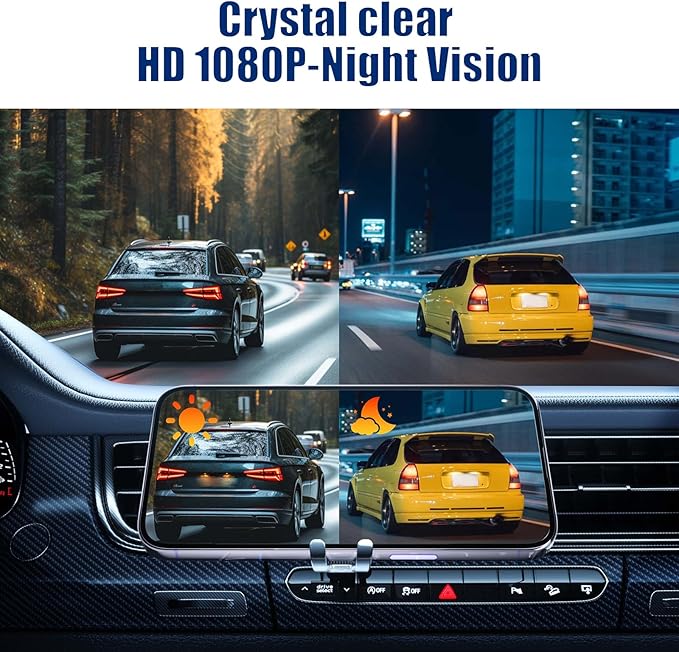 WiFi Magnetic Solar Wireless Backup Camera, 10000mAh Rechargeable 1080P Rear View Camera for Truck RV Trailer Car, DVR Recording Night Vision, IP68 Waterproof, Easy Installation