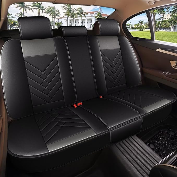 AOMSAZTO Seat Covers Fit for Dodge Charger Car Waterproof Seat Protectors 2006-2026 Full Set Fit for : 2 Seat Automotive Faux Leather Seat Covers(Black+Grey)