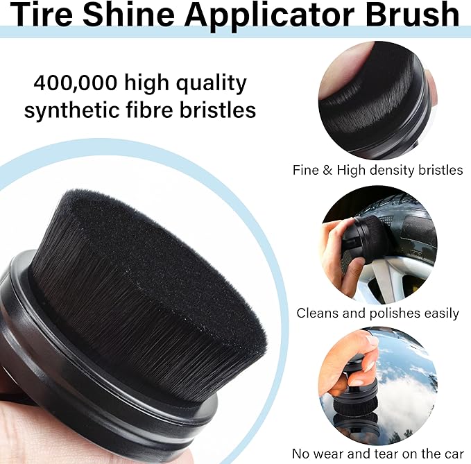 Tire Shine Applicator Brush, Tire Shine Brushes, Tire Dressing Brush Applicator with Seal Cover, Tire Brush for Car Detailing, Tire Gel Applicator, High Density Detail Factory Tire Brush (Red)