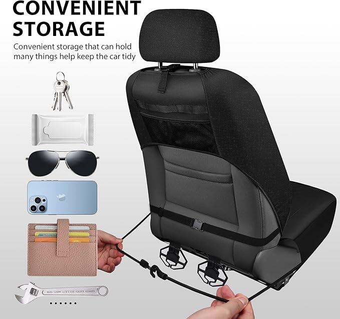 CAR PASS Oxford Bling Diamond Car Seat Covers Full Set Interior Sets, Waterproof Shining Glitter Sparkly Crystal Universal Armrest Fit 95% Automotive Truck SUV Cute Women Girl, Black Silver Rhinestone