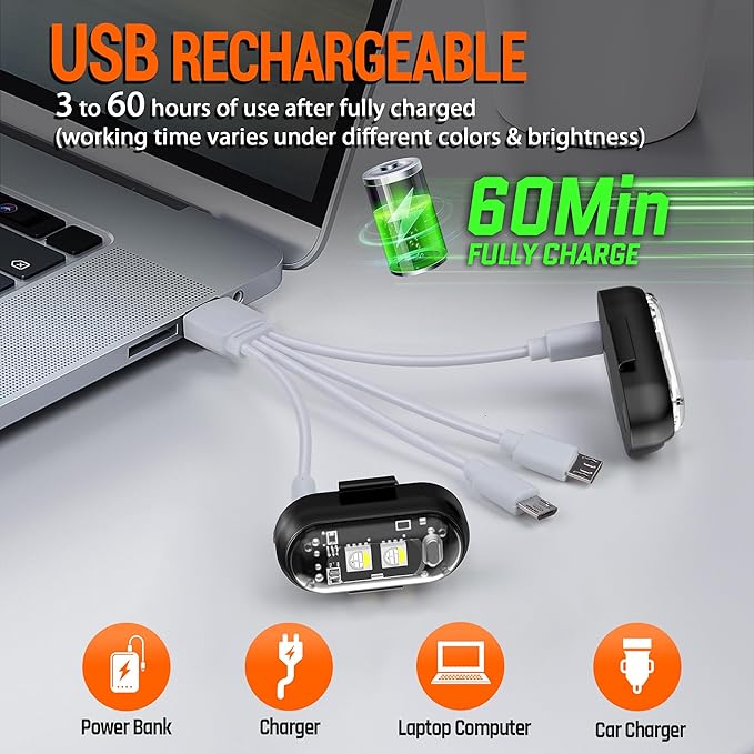 Wireless LED Strobe Lights with Remote Control, 8 Colors USB Charing Waterproof Anti-Collision Flashing Emergency Warning Lights for Car Motorcycle Drone Aircraft Bike 8PCS