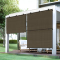 Bynbbur 4'W x 5'H Outdoor Patio Shades Foldable Roller Blinds, 220 GSM Sun Shade Roll Up Porch Screens Exterior Shade Cloth for Deck Pergola Backyard, Brown