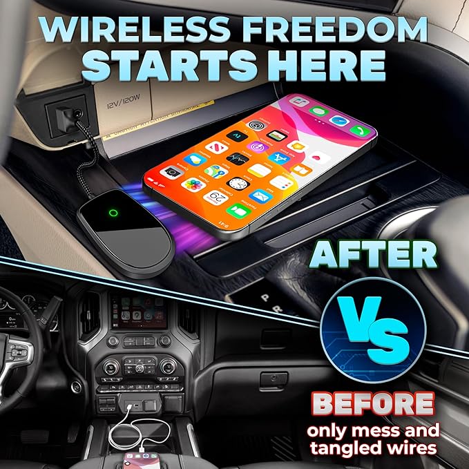 Wired to Wireless CarPlay Adapter for Android & iOS - Updated 2026, Easy Plug & Play Setup | Stable Connection for Seamless Drive | Bluetooth CarPlay Adapter for iPhone with WiFi | iOS 10+/Android11+