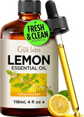 100% Pure Lemon Essential Oil - 4 Fl Oz - Lemon Oil for Hair, Skin, Diffuser, Aromatherapy & DIY Candle Making Scent
