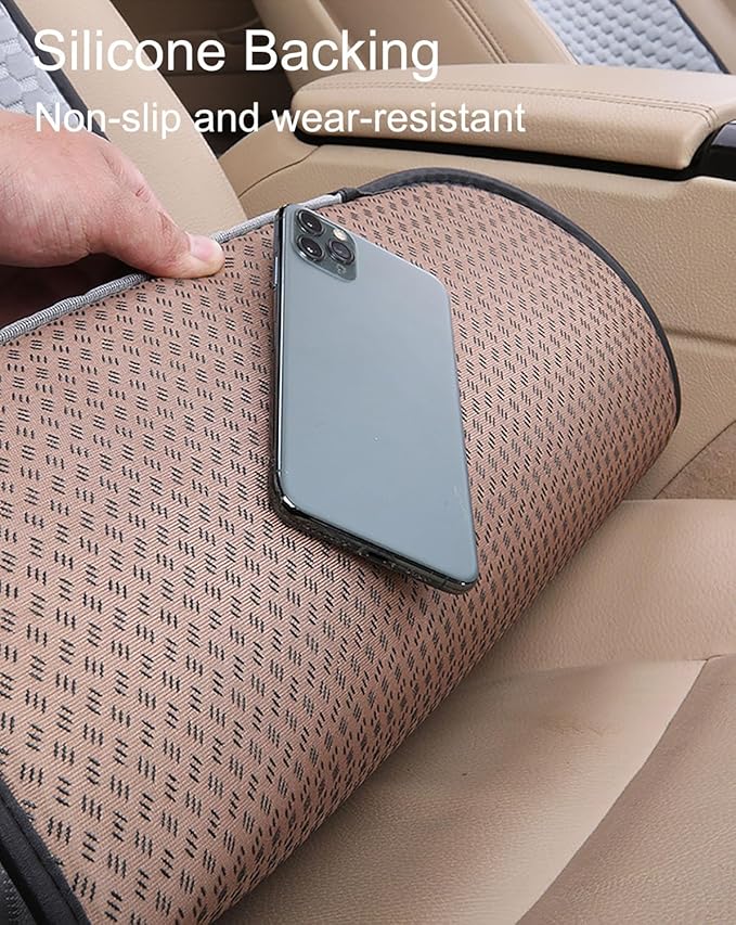 acdiac Universal Ice Silk Car Seat Cover Summer Auto Cool Cushion Breathable Cozy Non-Slip Car Seat Pads 3pcs/Sets (Brown)